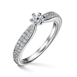Florence Side Stones | Zásnubní prsten se středovým kamenem 0.180ct, bílé zlato, s diamanty 54