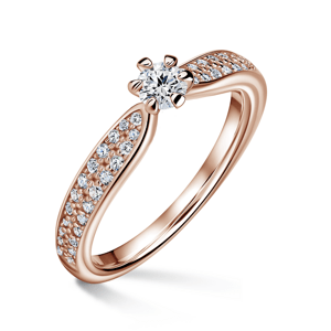 Florence Side Stones | Zásnubní prsten se středovým kamenem 0.180ct, růžové zlato, s diamanty 52