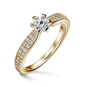 Florence Side Stones | Zásnubní prsten se středovým kamenem 0.400ct, žluté zlato, s diamanty 62