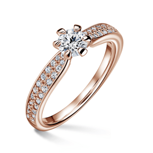 Florence Side Stones | Zásnubní prsten se středovým kamenem 0.400ct, růžové zlato, s diamanty 52