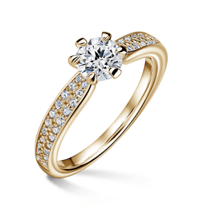 Florence Side Stones | Zásnubní prsten se středovým kamenem 0.500ct, žluté zlato, s diamanty 49