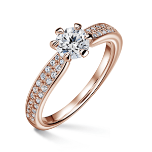 Florence Side Stones | Zásnubní prsten se středovým kamenem 0.500ct, růžové zlato, s diamanty 57