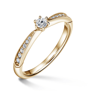 Minerva Side Stones | Zásnubní prsten se středovým kamenem 0.085ct, žluté zlato, s diamanty 63