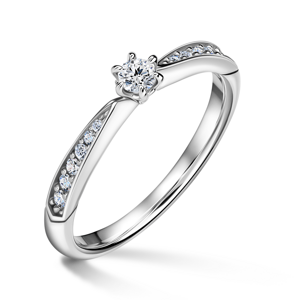 Minerva Side Stones | Zásnubní prsten se středovým kamenem 0.085ct, bílé zlato, s diamanty 50