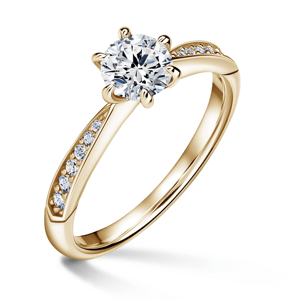 Minerva Side Stones | Zásnubní prsten se středovým kamenem 0.700ct, žluté zlato, s diamanty 54