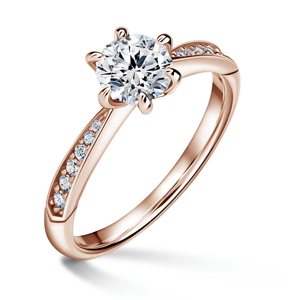 Minerva Side Stones | Zásnubní prsten se středovým kamenem 0.900ct, růžové zlato, s diamanty 55